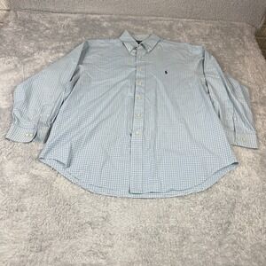 Ralph Lauren Shirt Mens XL Classic Fit Button Down Blue Striped Long Sleeve